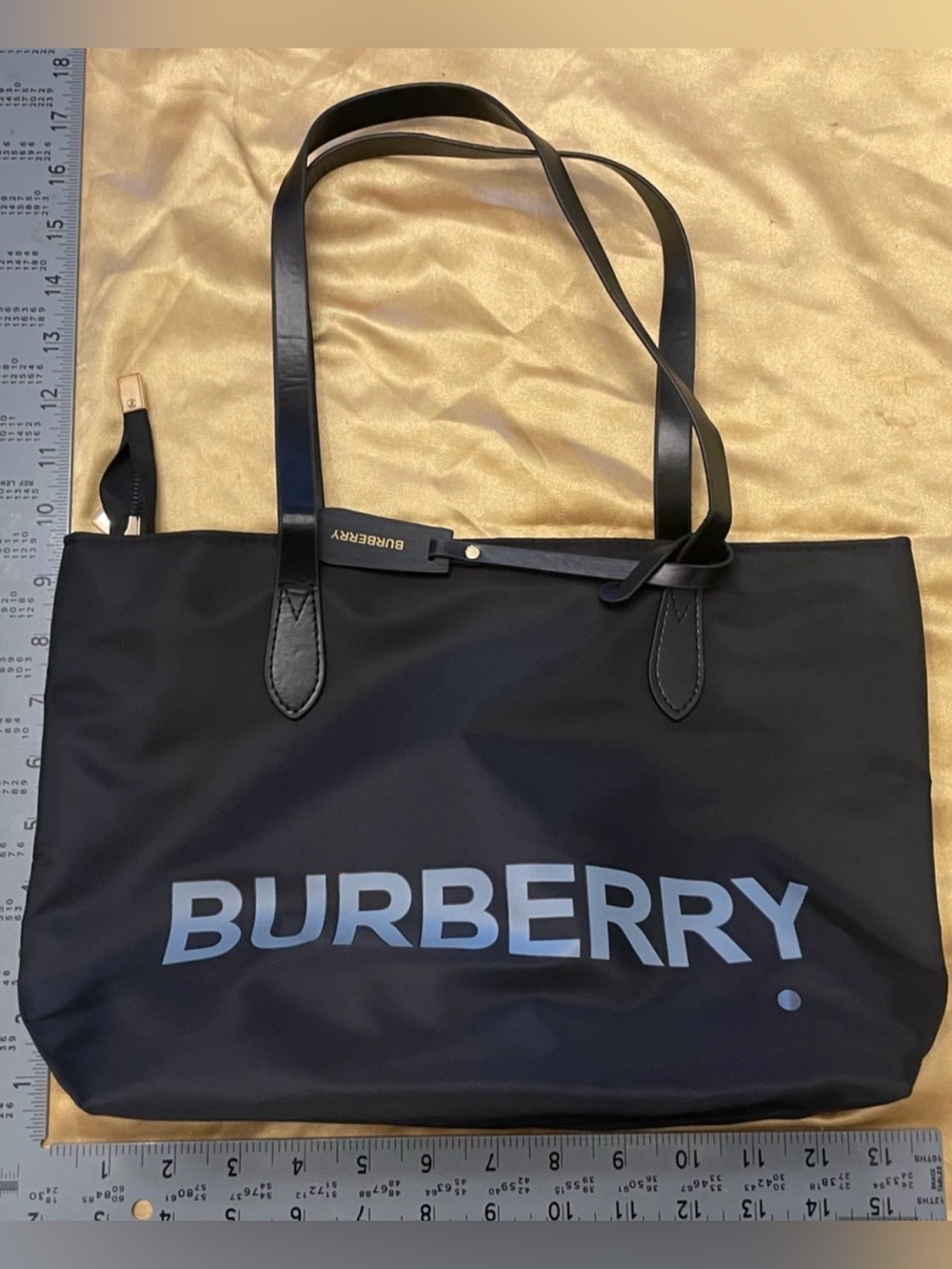 NIP Burberry Black Nylon Tote with White Logo